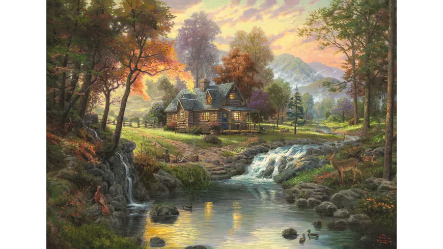 Schmidt Spiele - Puzzle - Thomas Kinkade - Holzhaus am Bach, 1000 Teile