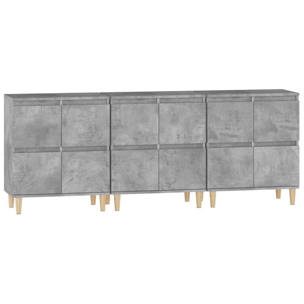 vidaXL Anrichte Sideboards 3 Stk Betongrau 60x35x70 cm Holzwerkstoff Kommode