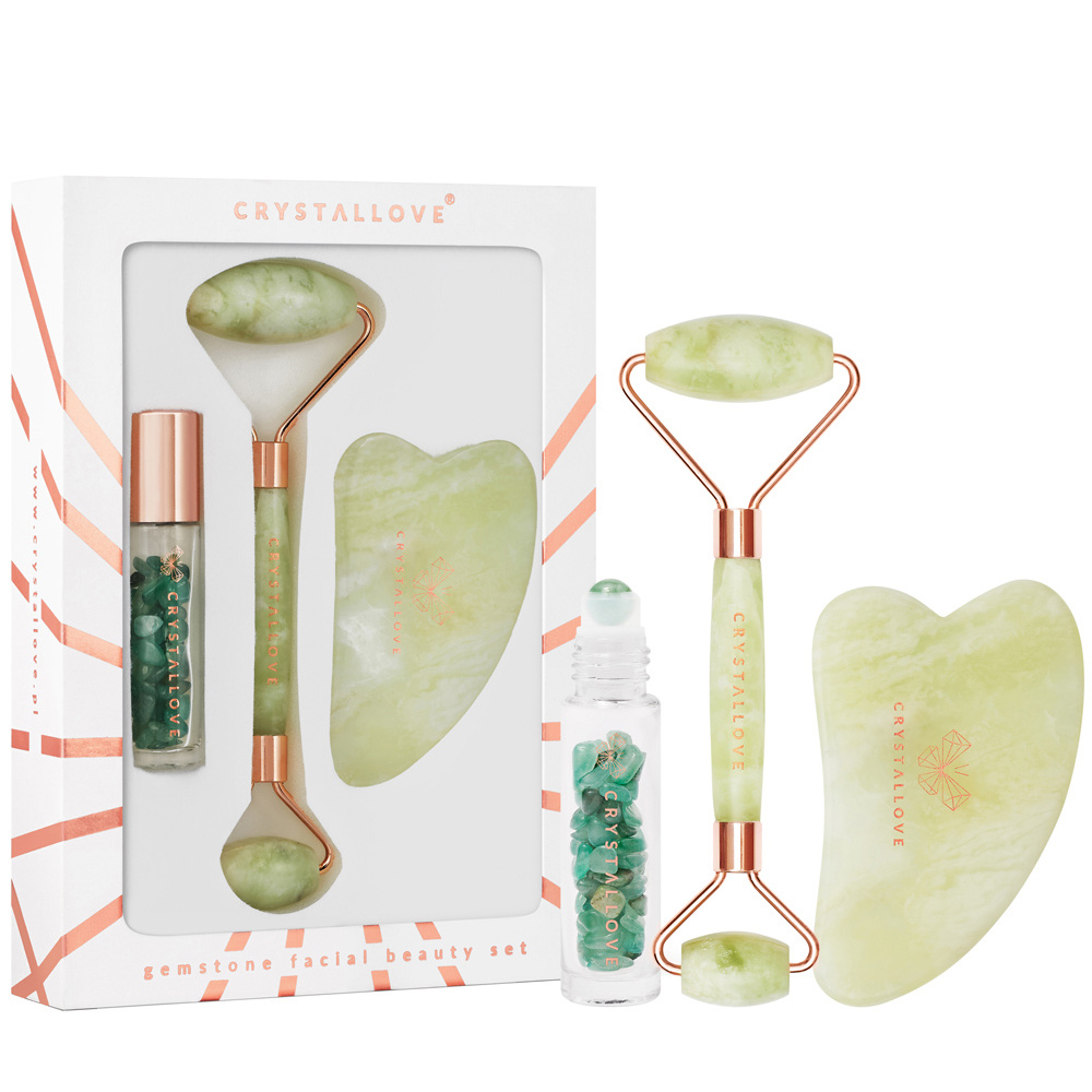 crystallove CRYSTALLOVE Jade roller and gua sha set