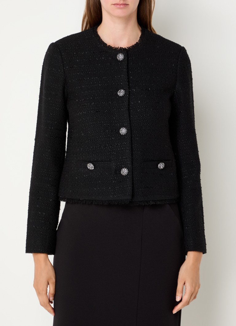 Jachetă scurtă din tweed cu nasturi decorativi de la Claudia Sträter