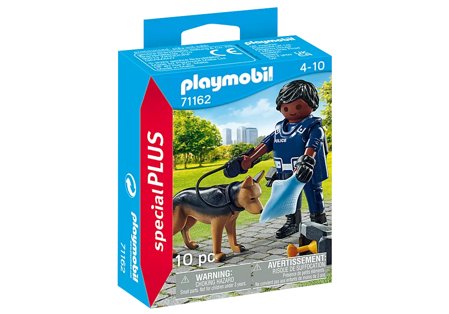 Polizist mit Sp&uuml;rhund