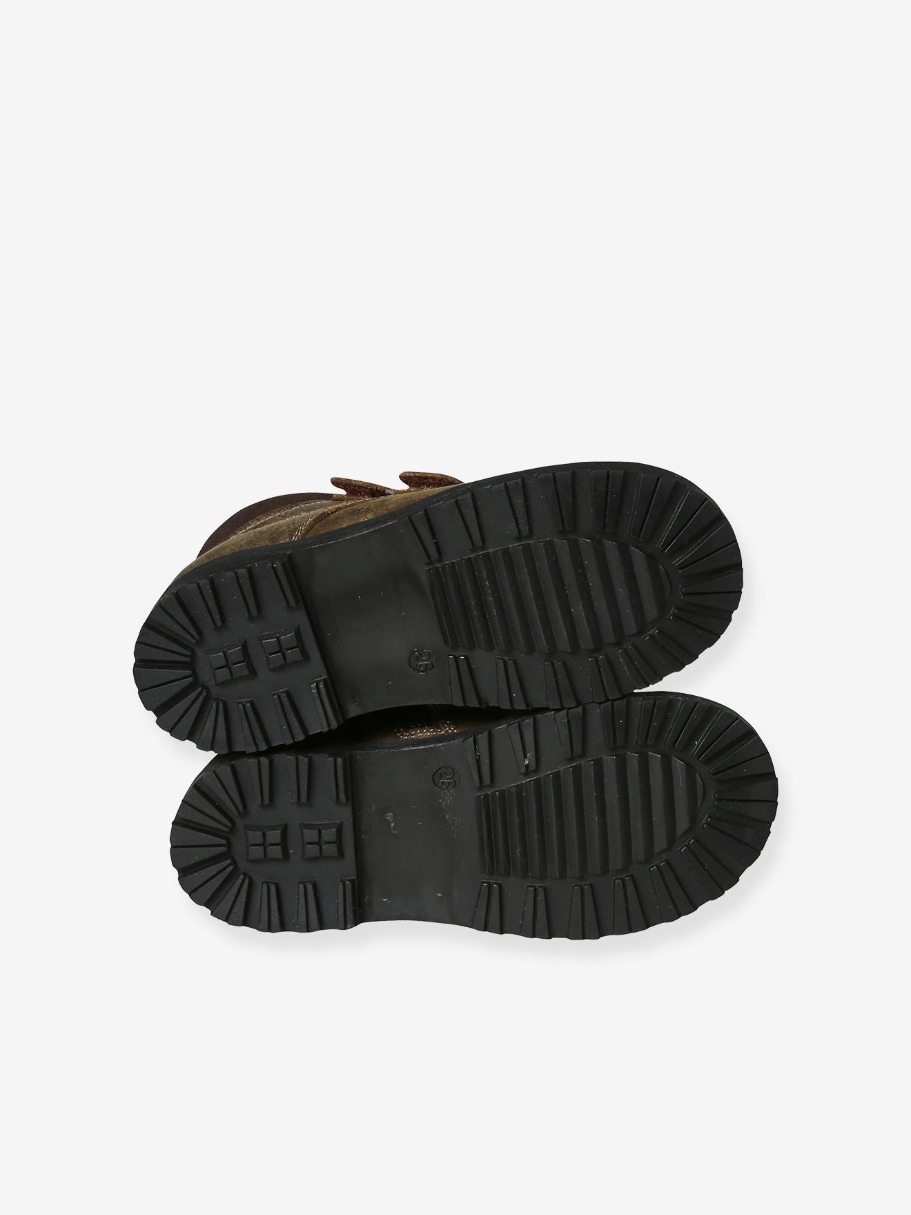Vertbaudet Warme Kinder Klett-Boots mit Anziehtrick - khaki