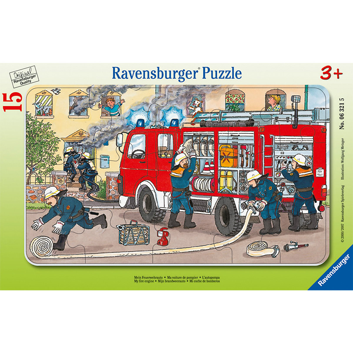 Rahmen-Puzzle, 15 Teile, 25x14,5 cm, Mein Feuerwehrauto