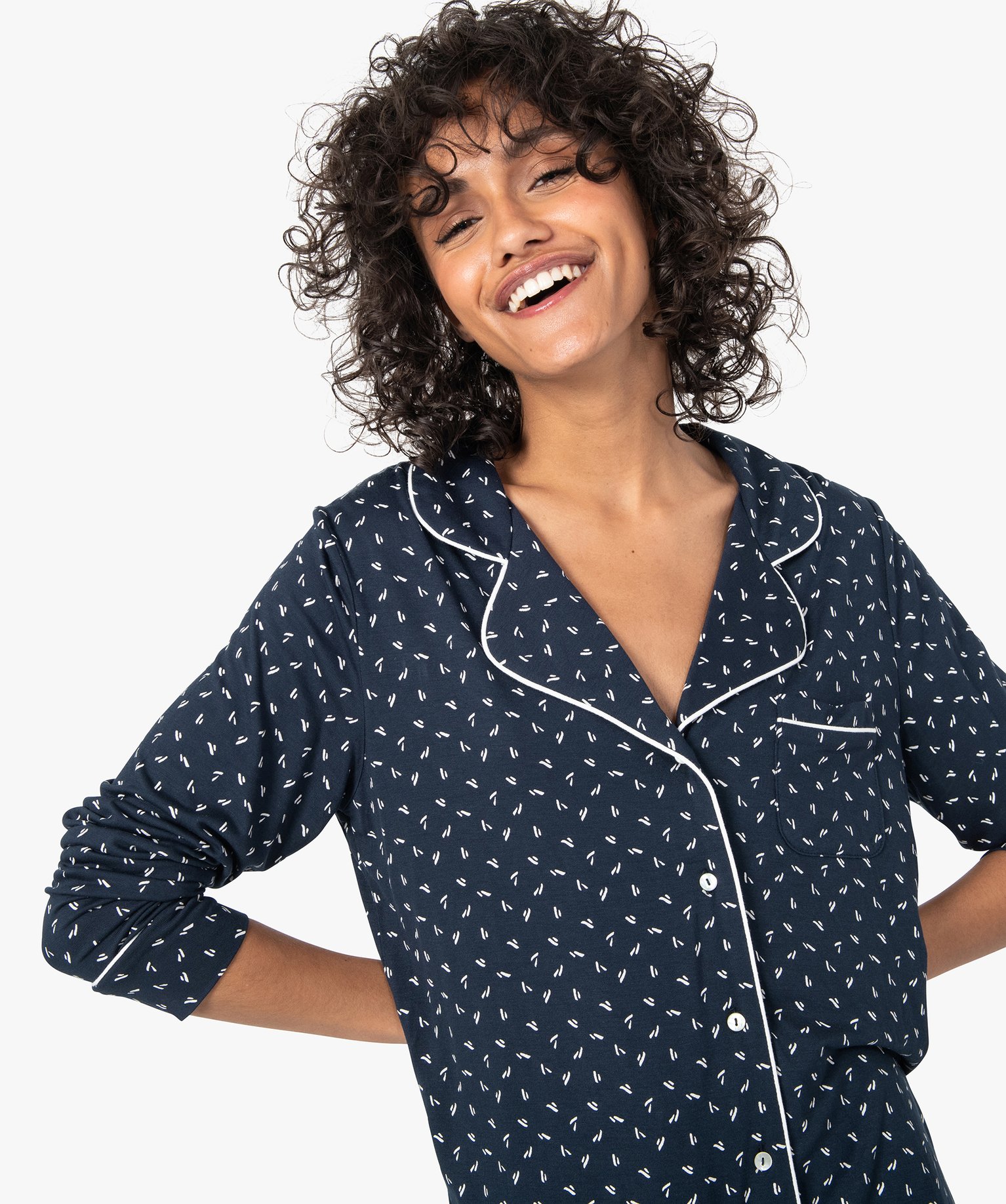 Pyjama deux pièces : chemise et pantalon femme multicolore | GEMO
