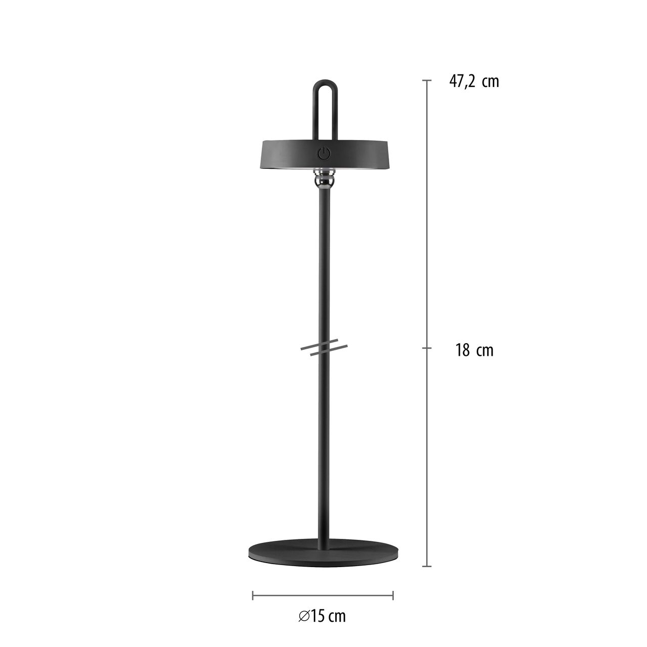 JUST LIGHT Akku Tischleuchte AMAG, 1x LED-Board/1,50Watt/2700Kelvin, IP44, Schwarz