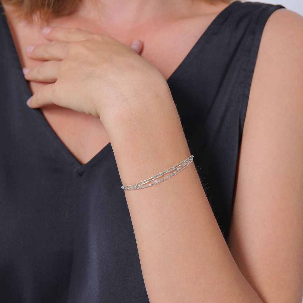 Elli PREMIUM Elli PREMIUM Bracelet Couche Chaîne à Boules Élégant Basic Minimal Bracelets Femm Bracelet