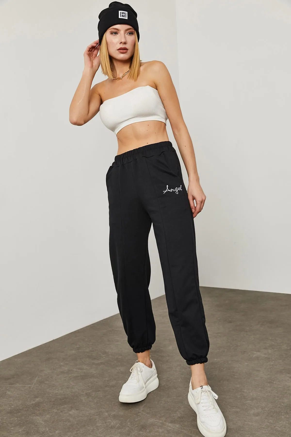 XHAN  Damen-Jogginghose mit Black Angel-Stickerei 0YZK8-10320