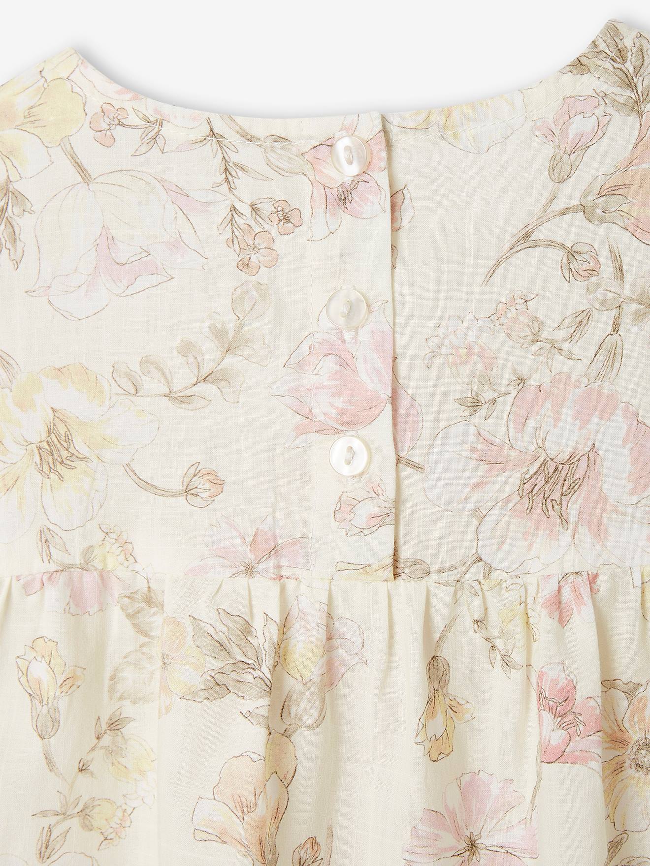 Ensemble de cérémonie fille blouse volantée et short en gaze écru
