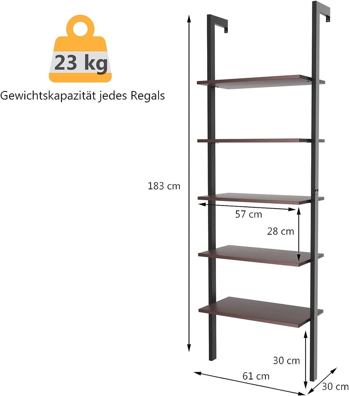 Costway COSTWAY Leiterregal mit 5 Ebenen