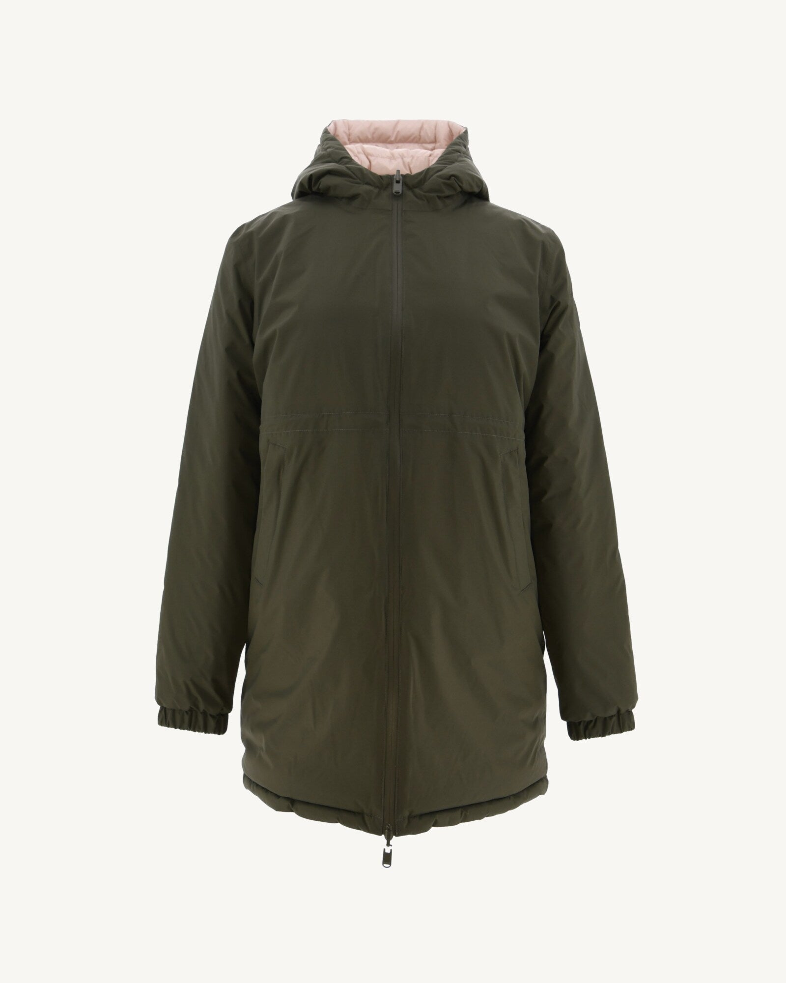 Doudoune longue réversible Army/Rose clair Roma