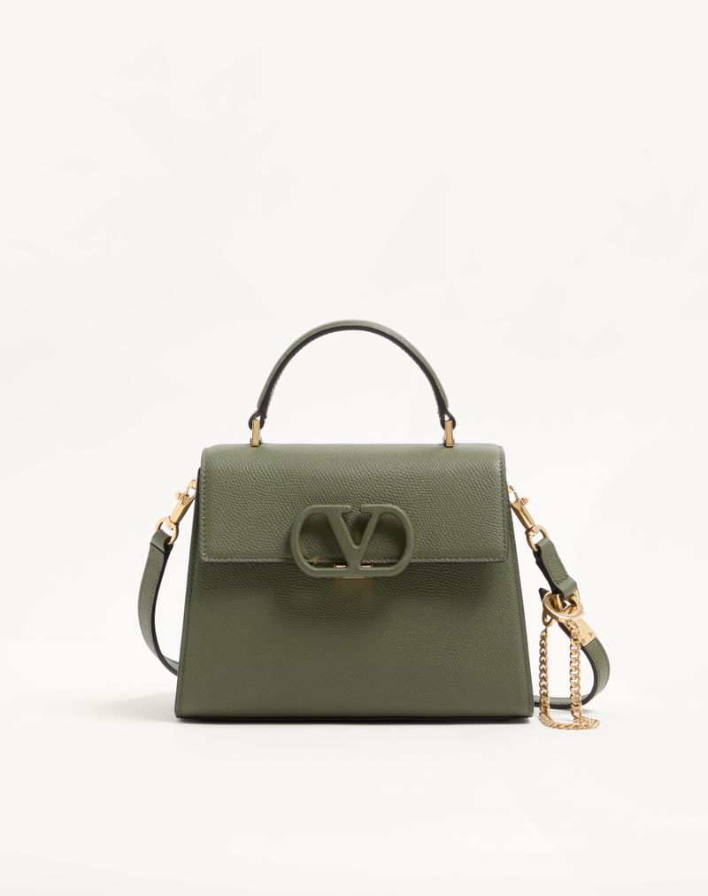 Bolsa Valentino Garavani Vsling pequena em couro de bezerro granulado.