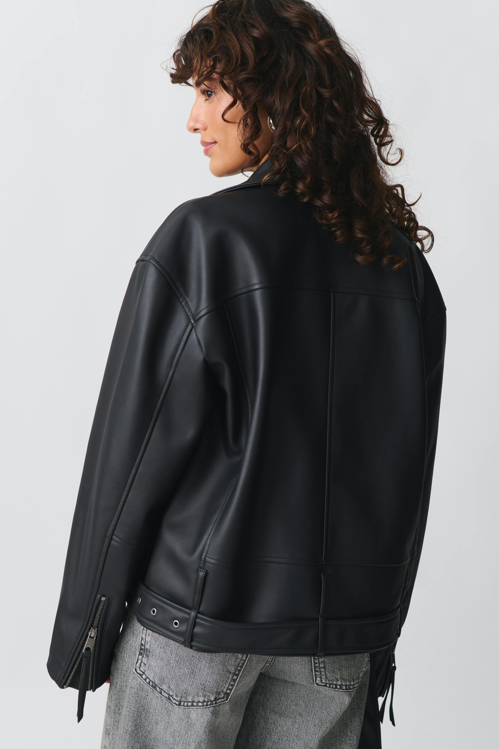 Belted biker jacket