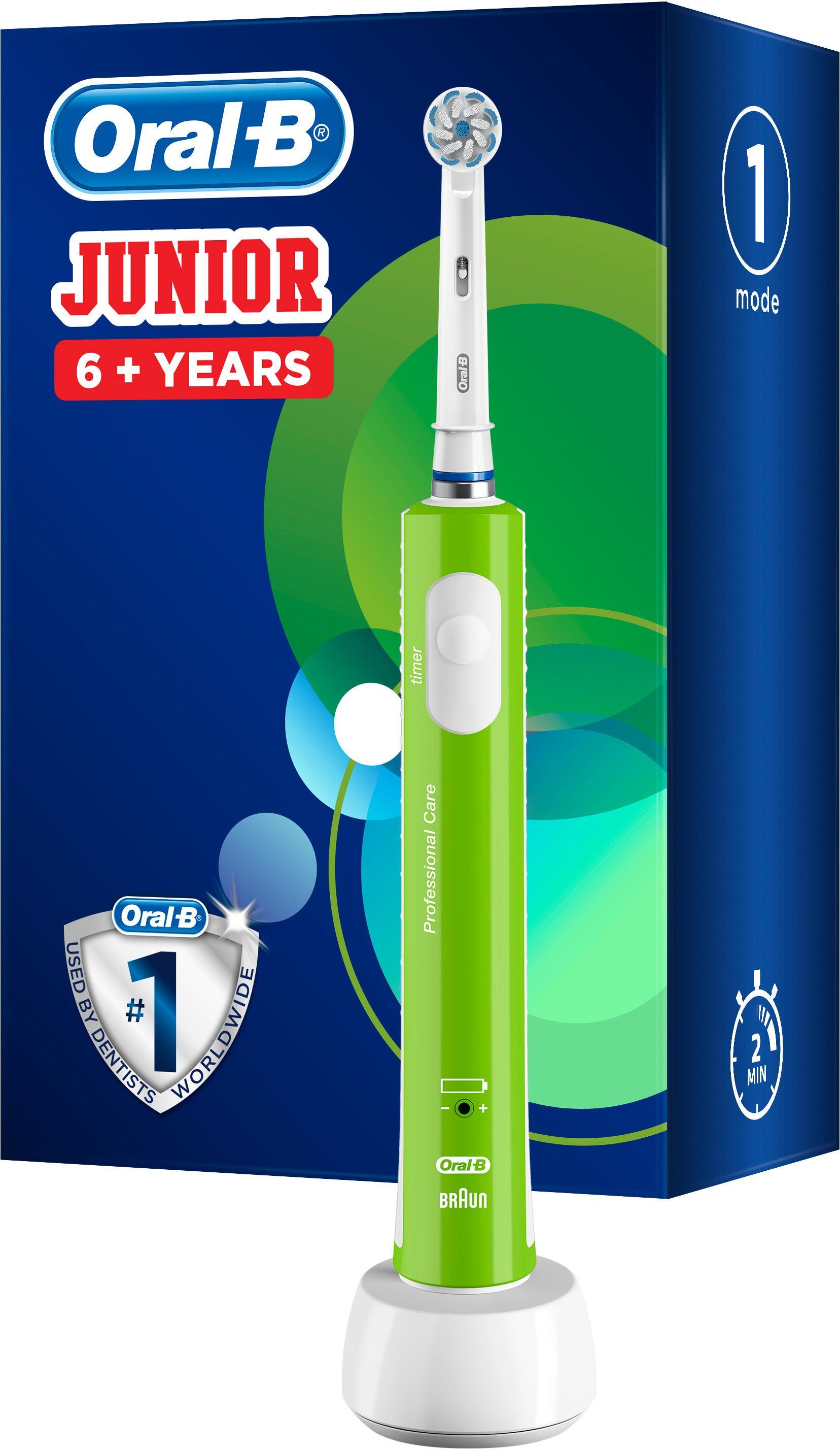 Oral-B Elektrische Zahnbürste Junior Green, Aufsteckbürsten: 1 St.