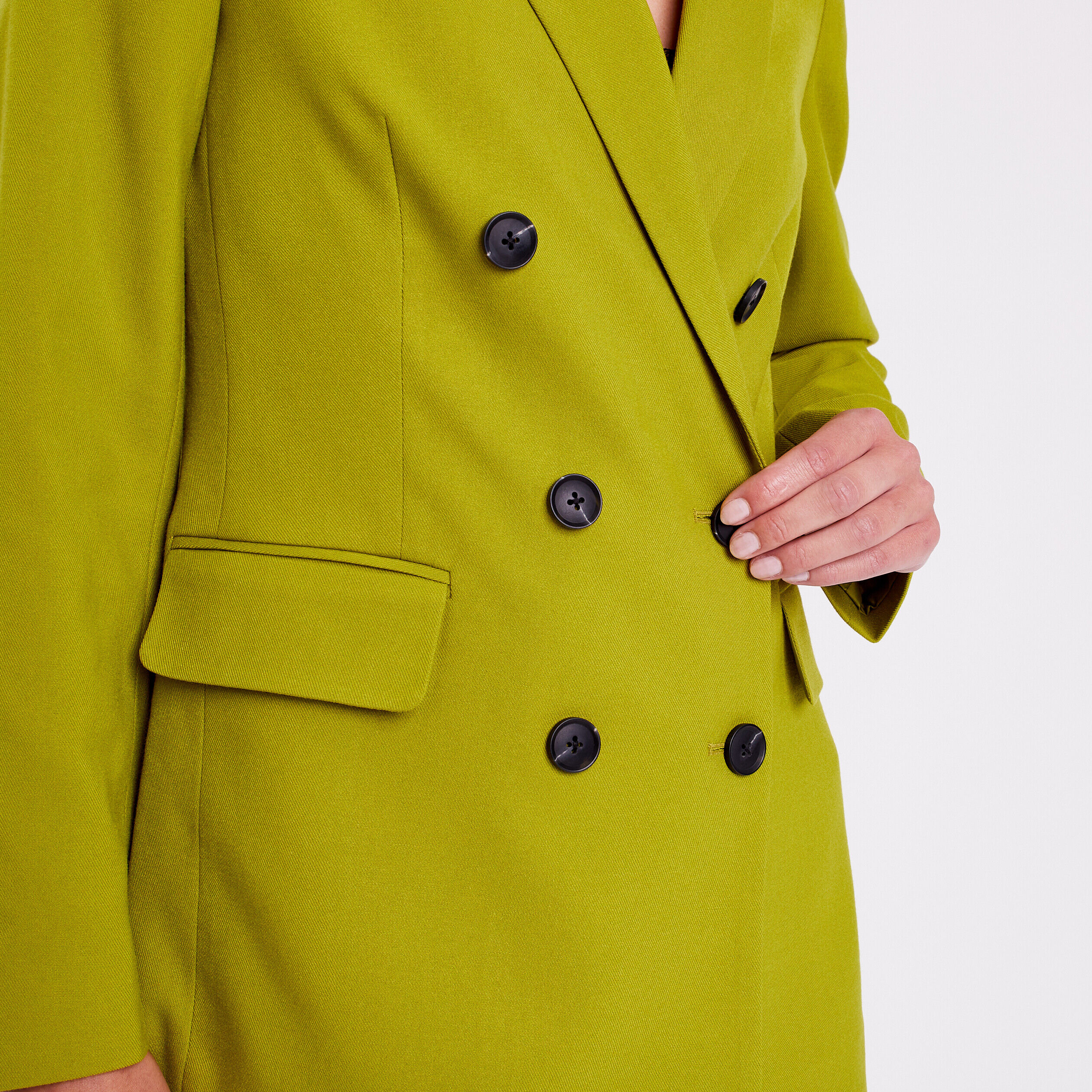Veste blazer double boutonnage vert kaki femme | Cache Cache