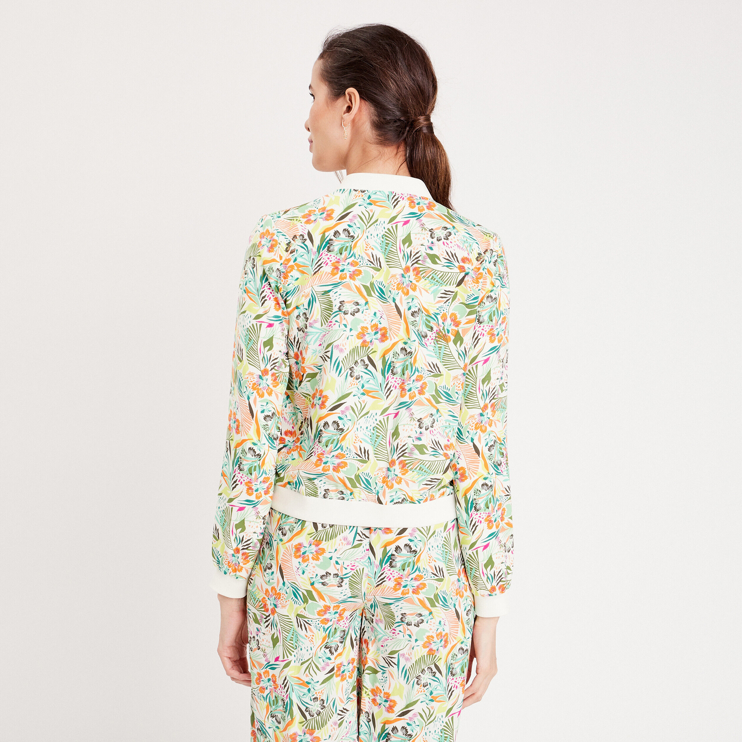 Veste teddy droite zippée blanc femme | Cache Cache