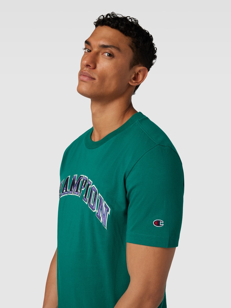 T-Shirt mit Label- und Logo-Stitching Modell 'Rochester' in grün