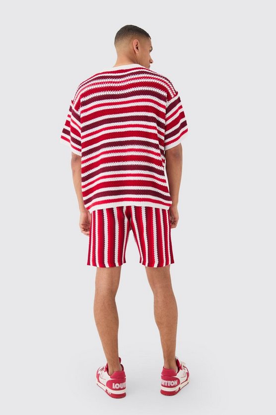 Gestreiftes Oversize T-Shirt in Weiß