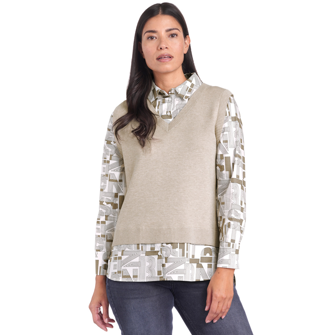 Damen Strickpullunder im Layer-Look