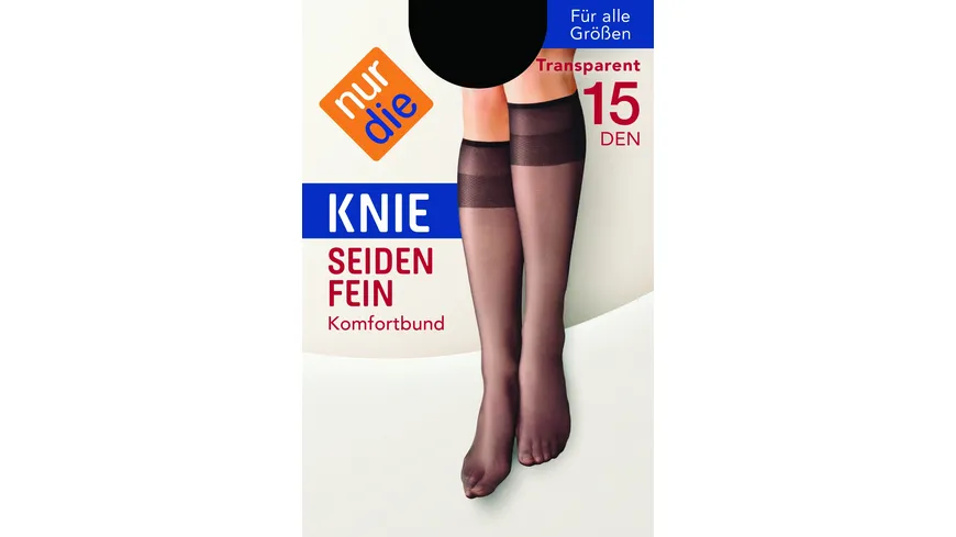 NUR DIE Damen Kniestrümpfe Seidenfein 15 DEN schwarz