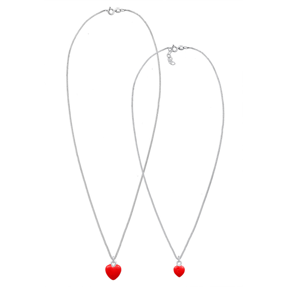 Elli Elli Collier -Coeur Pendentif Collier Mère et Enfant-(925/1000) Argent Emaille Bijoux
