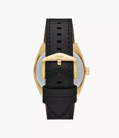 Fossil Uhr Everett 3-Zeiger-Werk Datum Leder schwarz