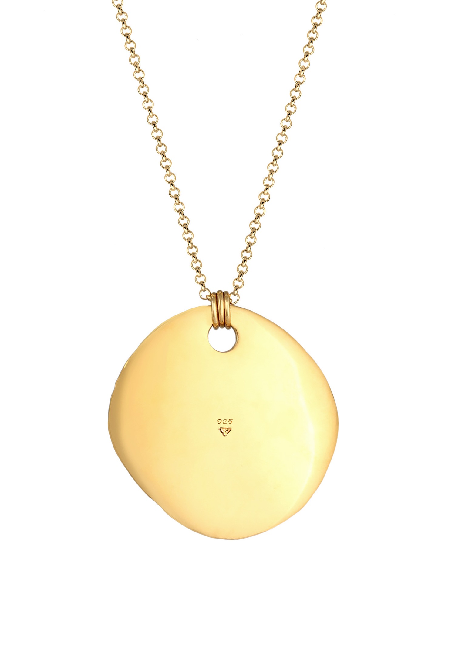Ciondolo a placca da donna Elli - Disco dall'aspetto organico in argento sterling 925 placcato oro