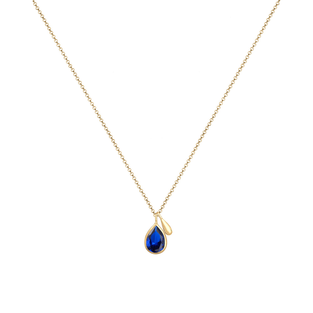 Elli PREMIUM Elli PREMIUM Collier Panzerkette Tropfen Saphirblau 925 Silber collier