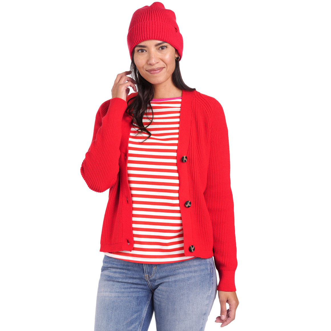 Damen Strickjacke mit V-Ausschnitt