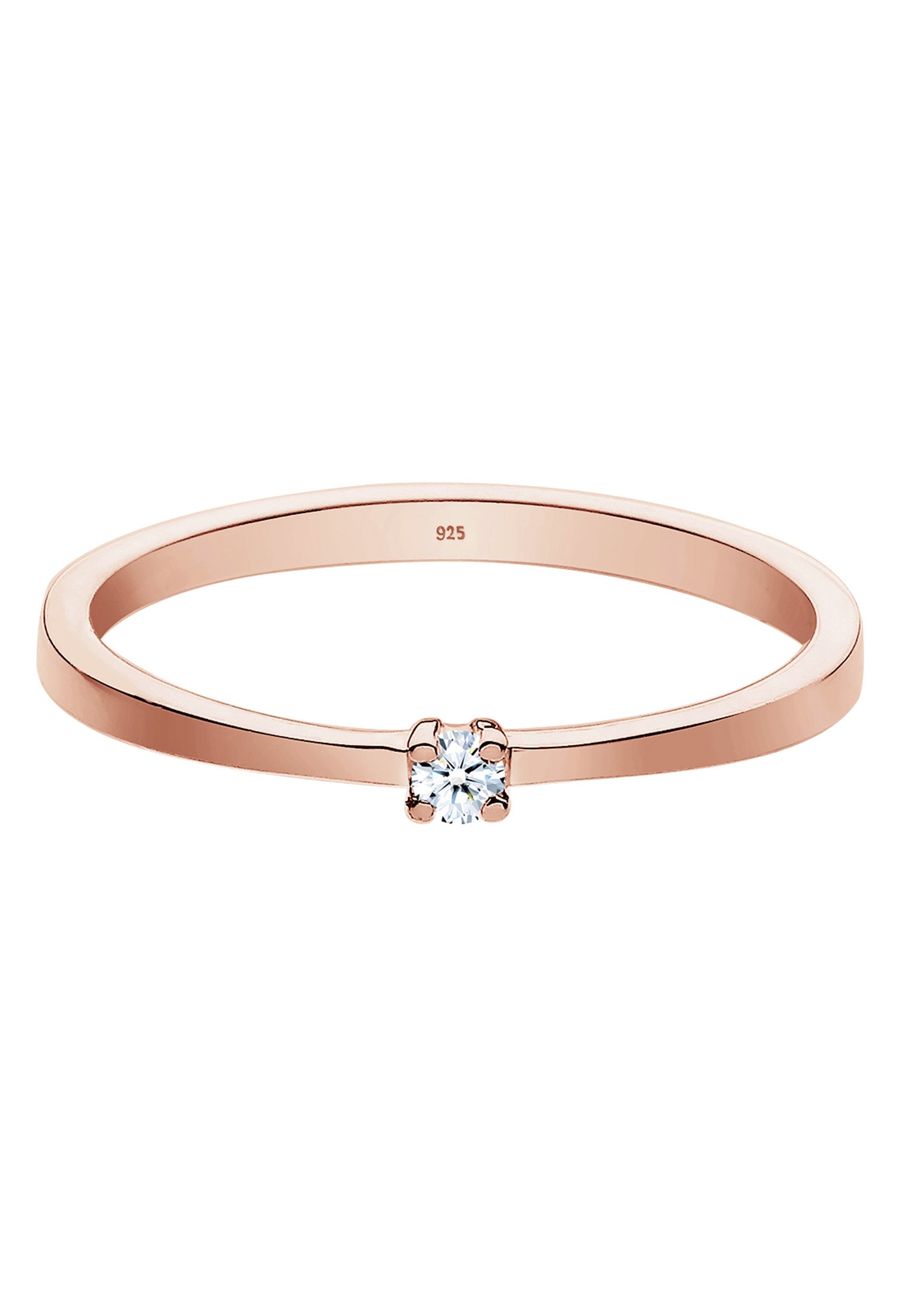 Elli DIAMONDS Klassisk damering med diamant (0,03 ct) i 925 sterlingsølv