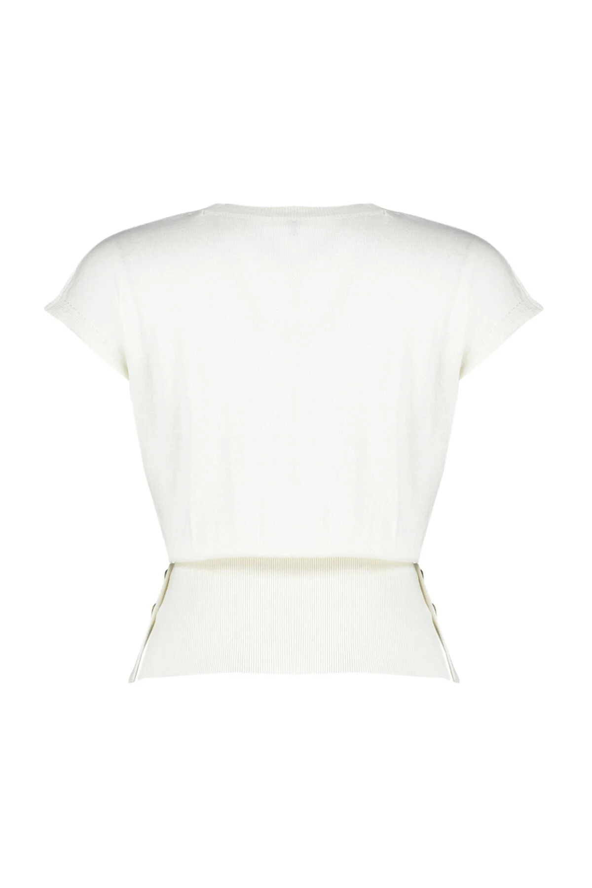 Trendyol Collection  Strickbluse in Ecru-Baumwoll-T-Shirt-Optik TWOSS24BZ00266