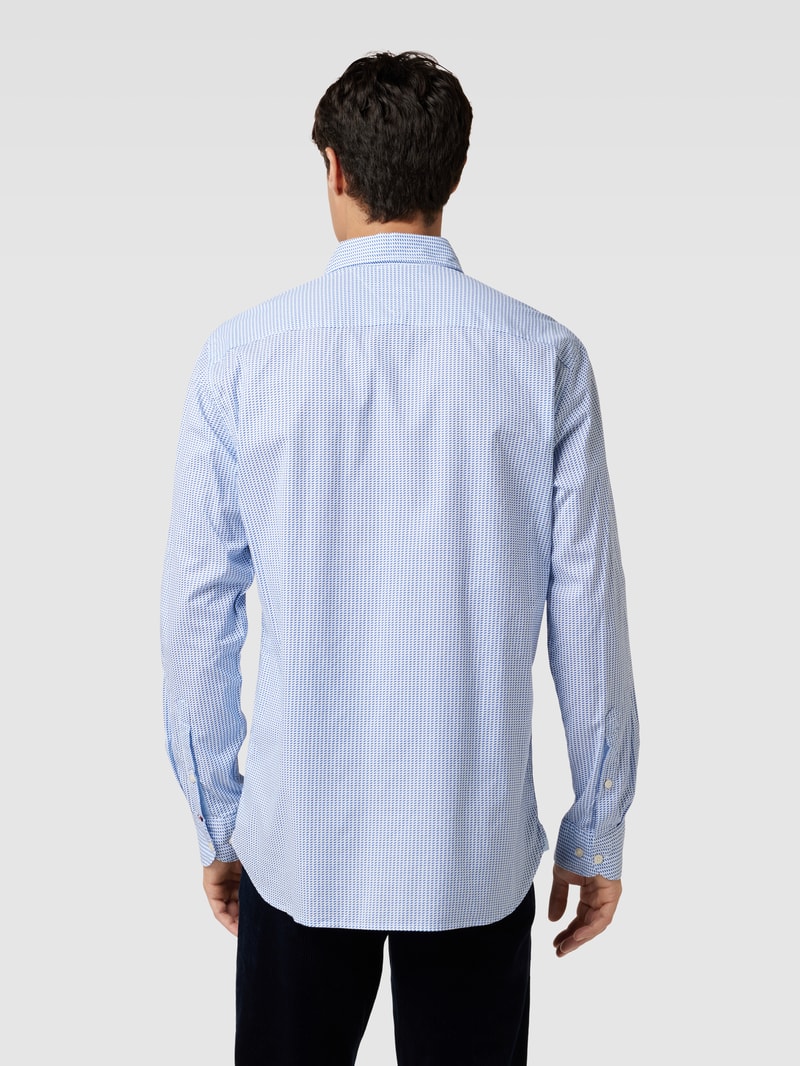 Regular Fit Freizeithemd mit Logo-Stitching Modell 'NATURAL SOFT' in hellblau