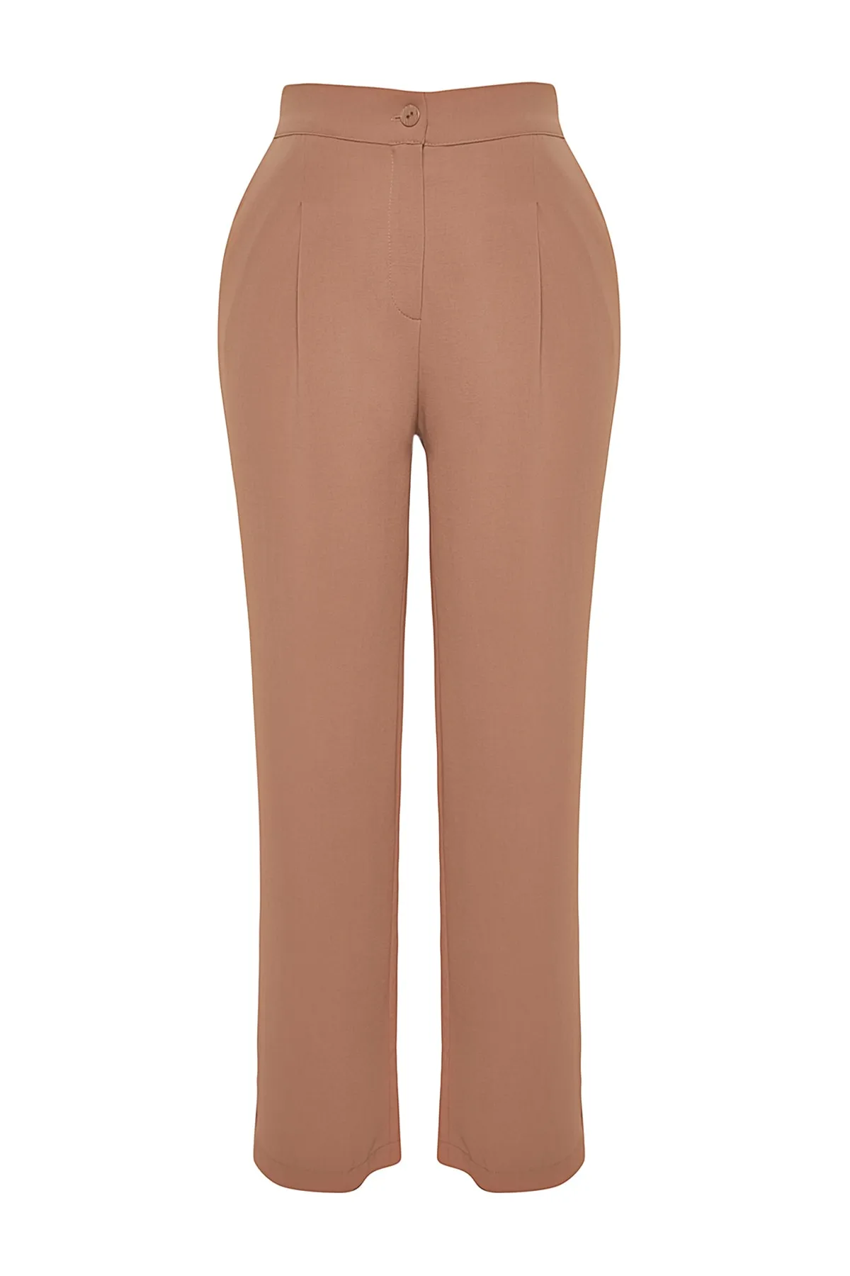 Trendyol Curve  Nerzfarbene, hoch taillierte, plissierte Webhose TBBSS22PL0448
