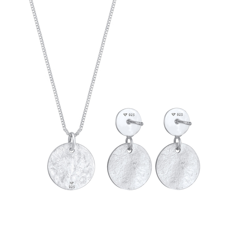 Elli Elli Ensemble de Bijoux Kette Ohrhänger Plättchen Vintage Coin 925 Silber Bijoux