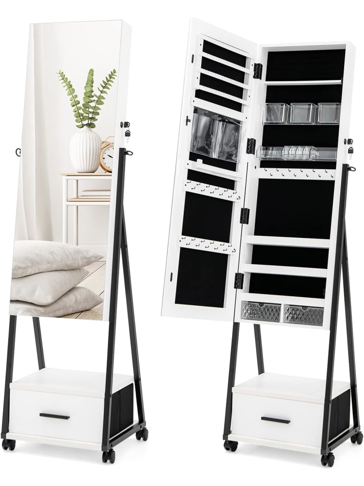 COSTWAY Schmuckschrank mit Spiegel in Weiß günstig kaufen 38 cm