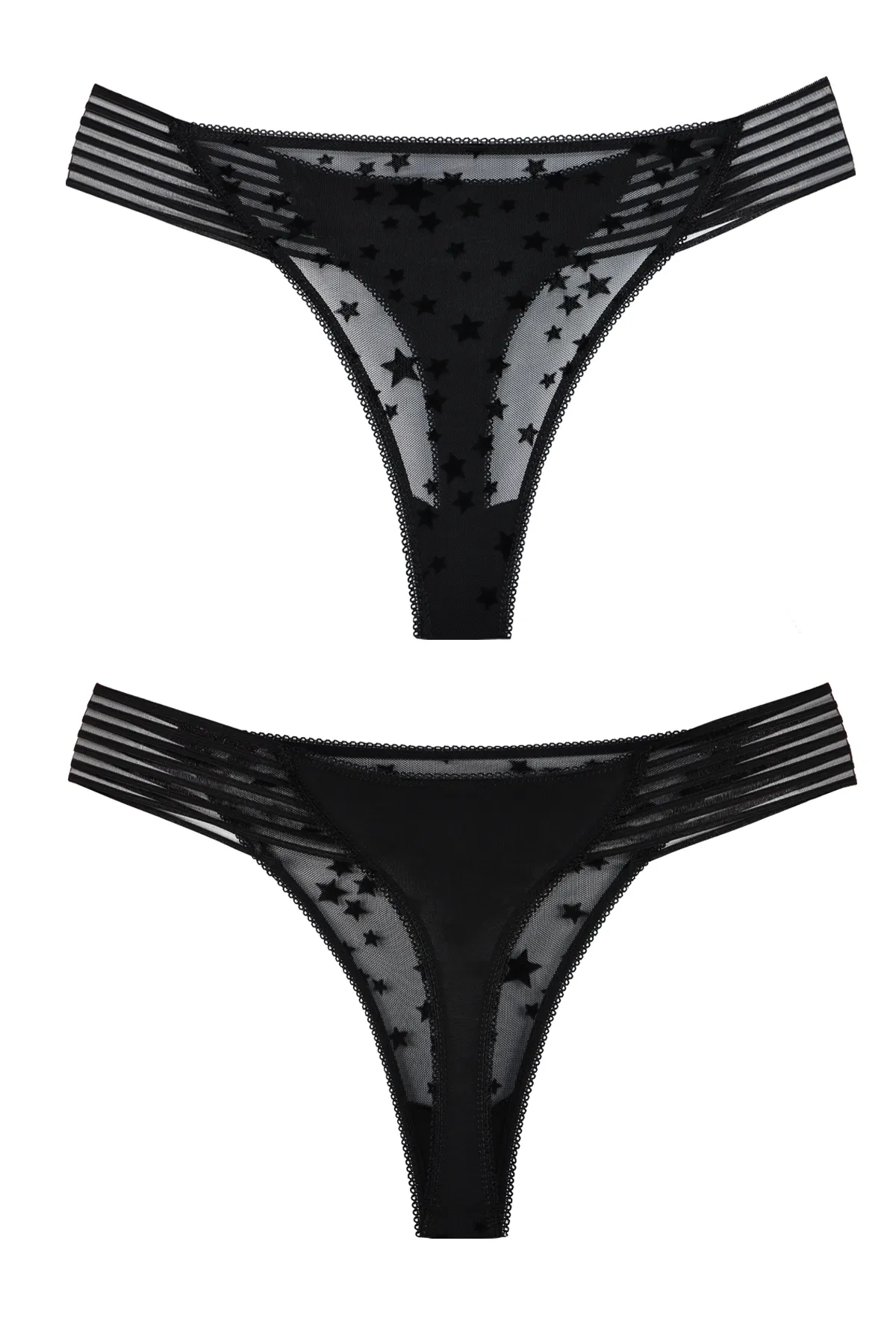 Sensu  Damen-Tangas mit detaillierten Tülldetails im 5er-Pack – KTS4010TÜL-5