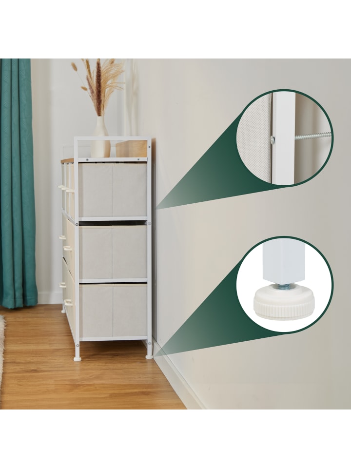 relaxdays Kommode in Beige/ Weiß - (B)100 x (H)85 x (T)30,5 cm günstig kaufen onesize