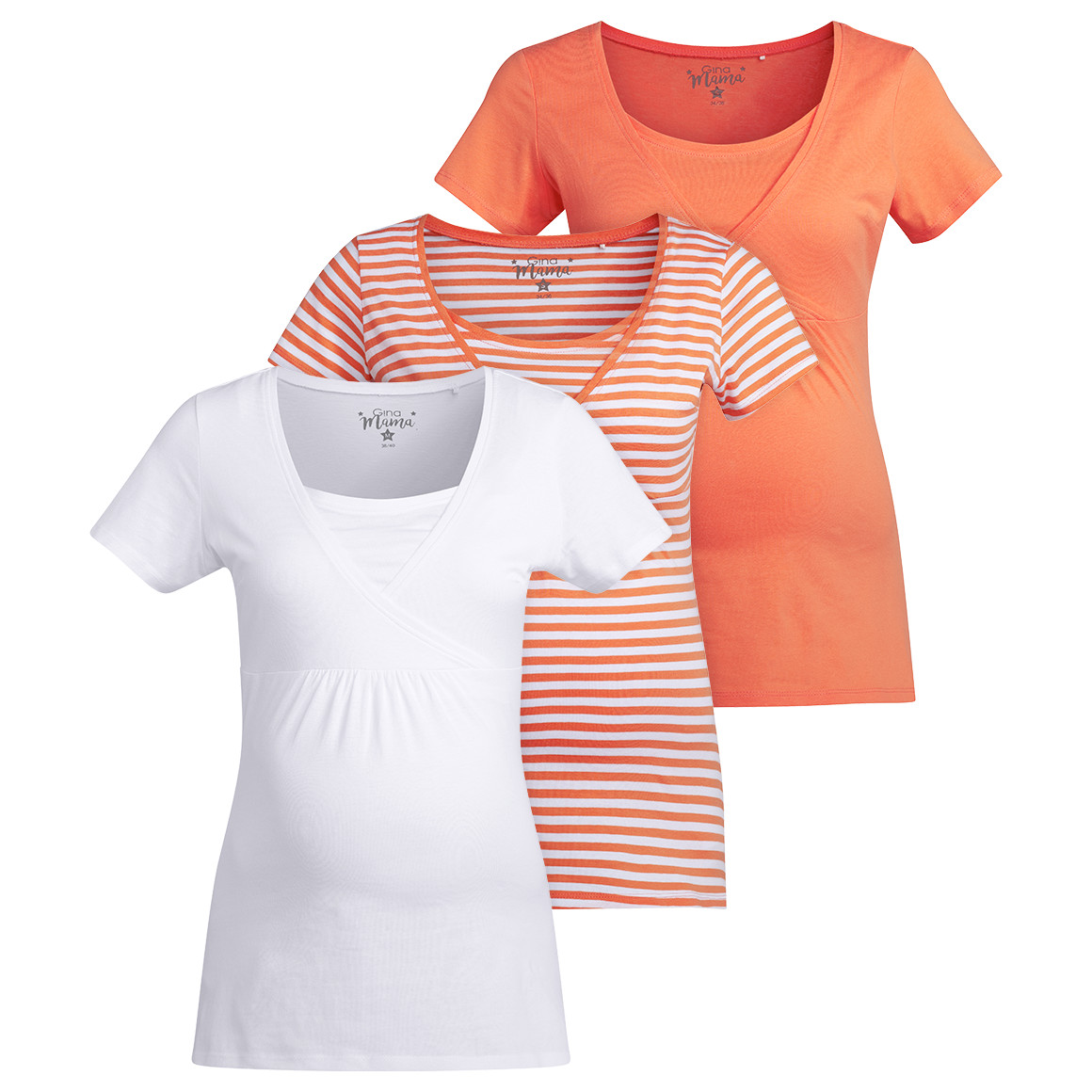 3 Damen Umstands-T-Shirts aus Bio-Baumwolle