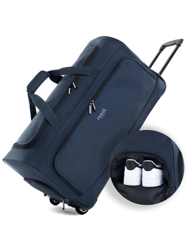 FERGÉ Reisetasche mit Rollen wasserabweisend Reisetasche mit Rollen groß Paris in blau günstig kaufen onesize