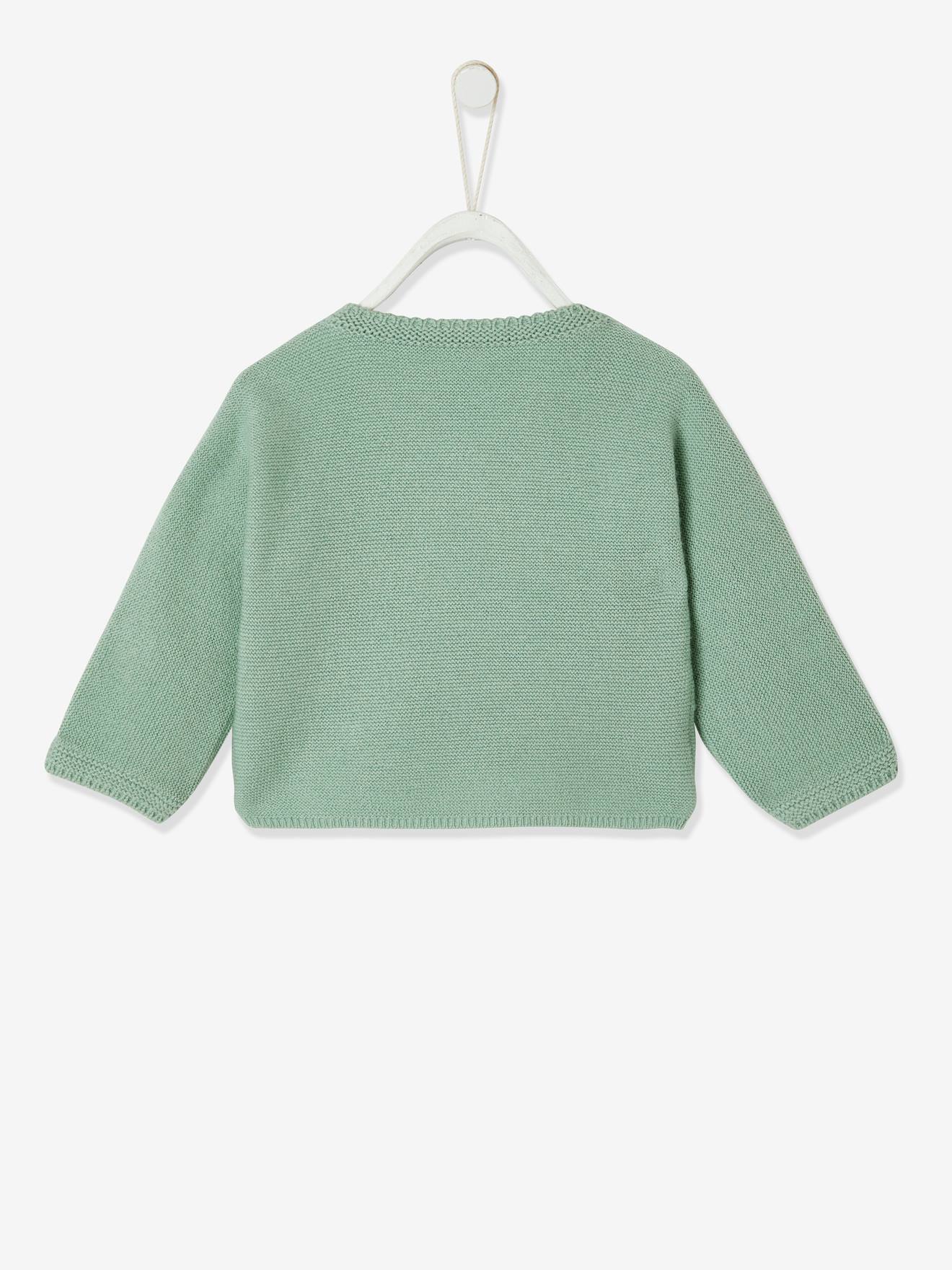 Brassière bébé en coton et laine bleu pale