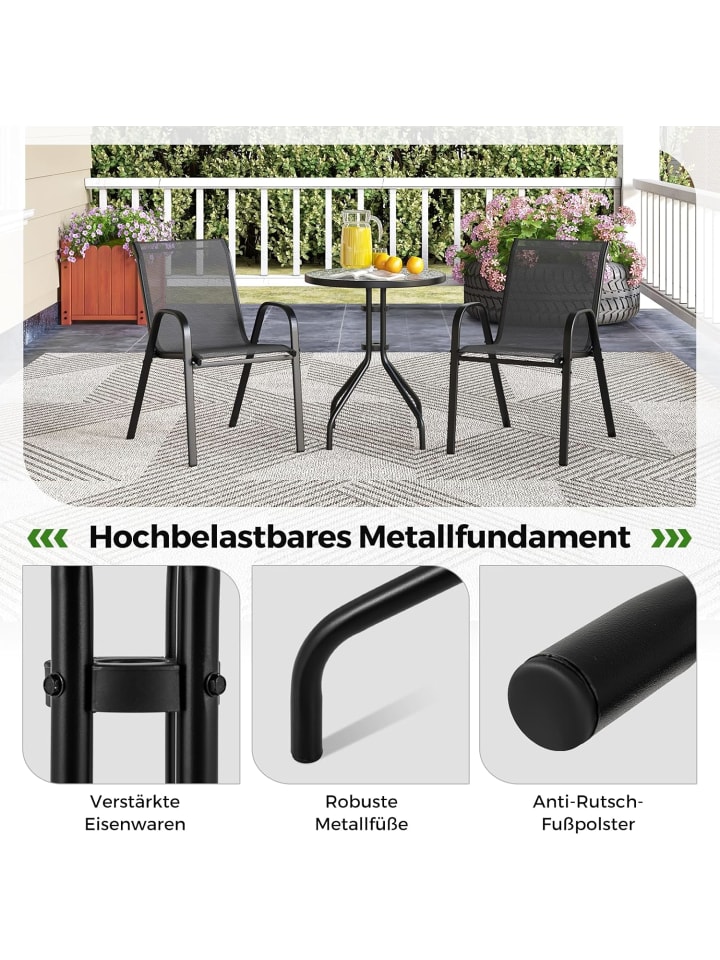 COSTWAY 3 tlg. Balkonmöbel Set in Schwarz günstig kaufen onesize