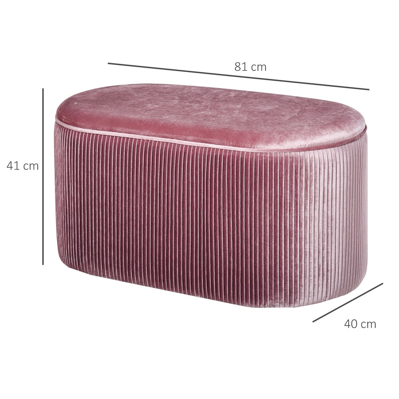 HOMCOM Sitzbank Polsterbank mit Stauraum Truhenbank für Wohnzimmer französische Stil Samt elegant Rosa 81 x 40 x 41 cm