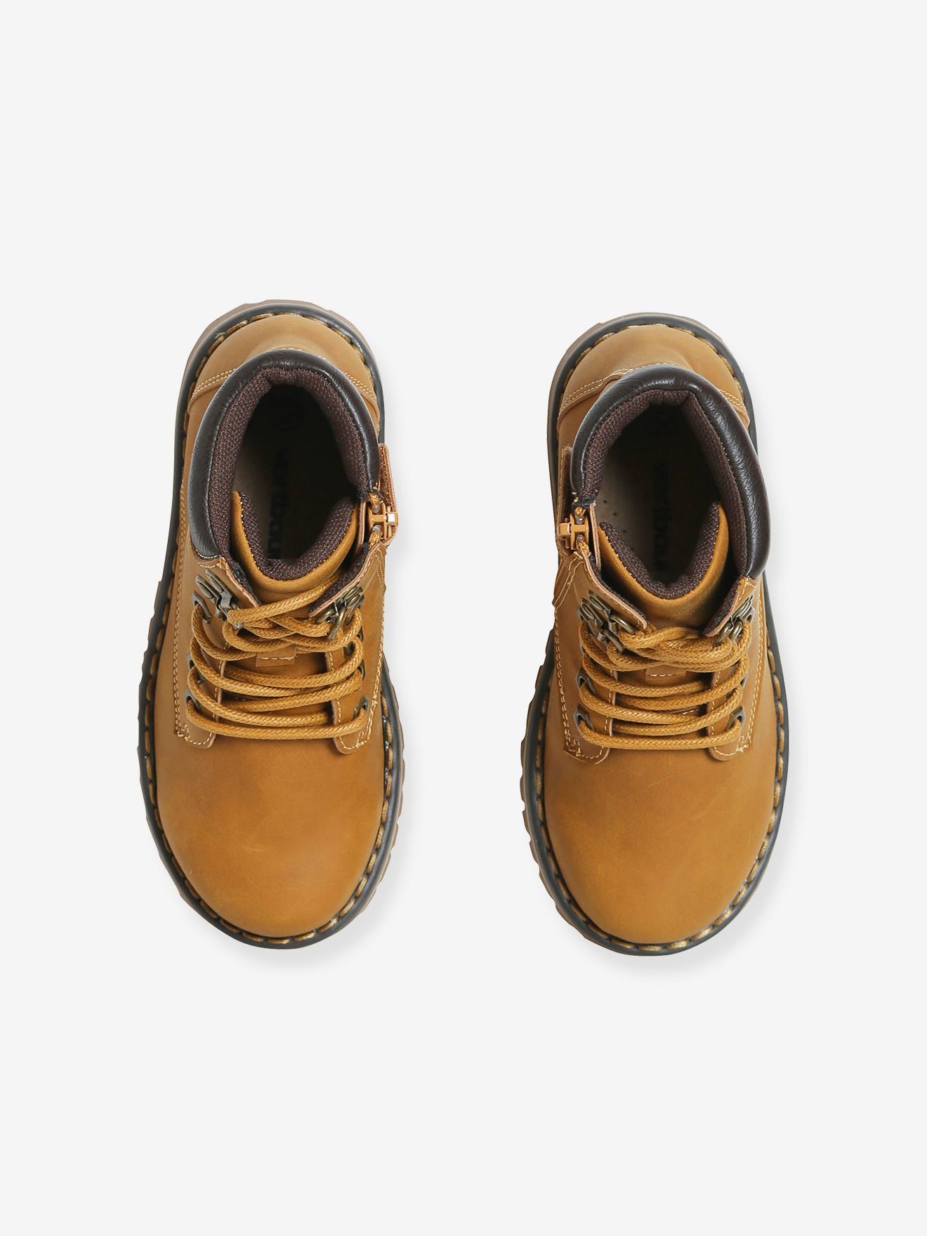 Bottines garçon à lacets + glissière beige