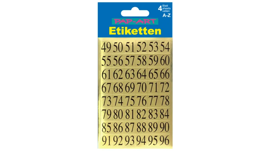 PAP-ART Zahlen-Etiketten schwarz auf gold 15mm