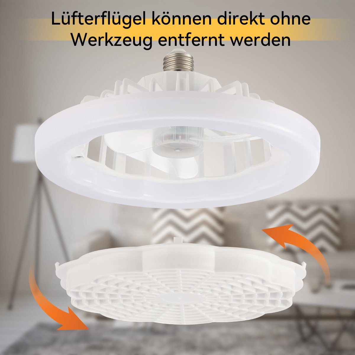 iscooter Deckenventilator LED Deckenleuchte 30W Deckenventilator, Fernbedienung, 3-stufiger, 26cm,Dimmbar mit Fernbedienung, Leuchte/ Ventilator getrennt schaltbar