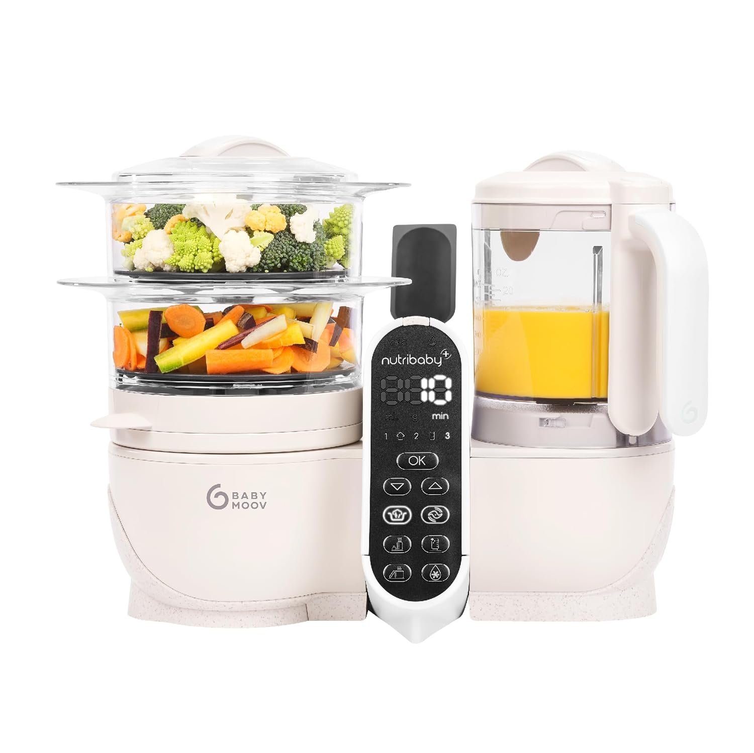 BABYMOOV Babynahrungszubereiter 6in1, Nahrungszubereiter, Mixen Mixer, Baby Nahrung, Dampfgaren, 25,00 W, 2,20 l Schüssel, Babynahrungszubereiter Sterilisieren Zubereiter
