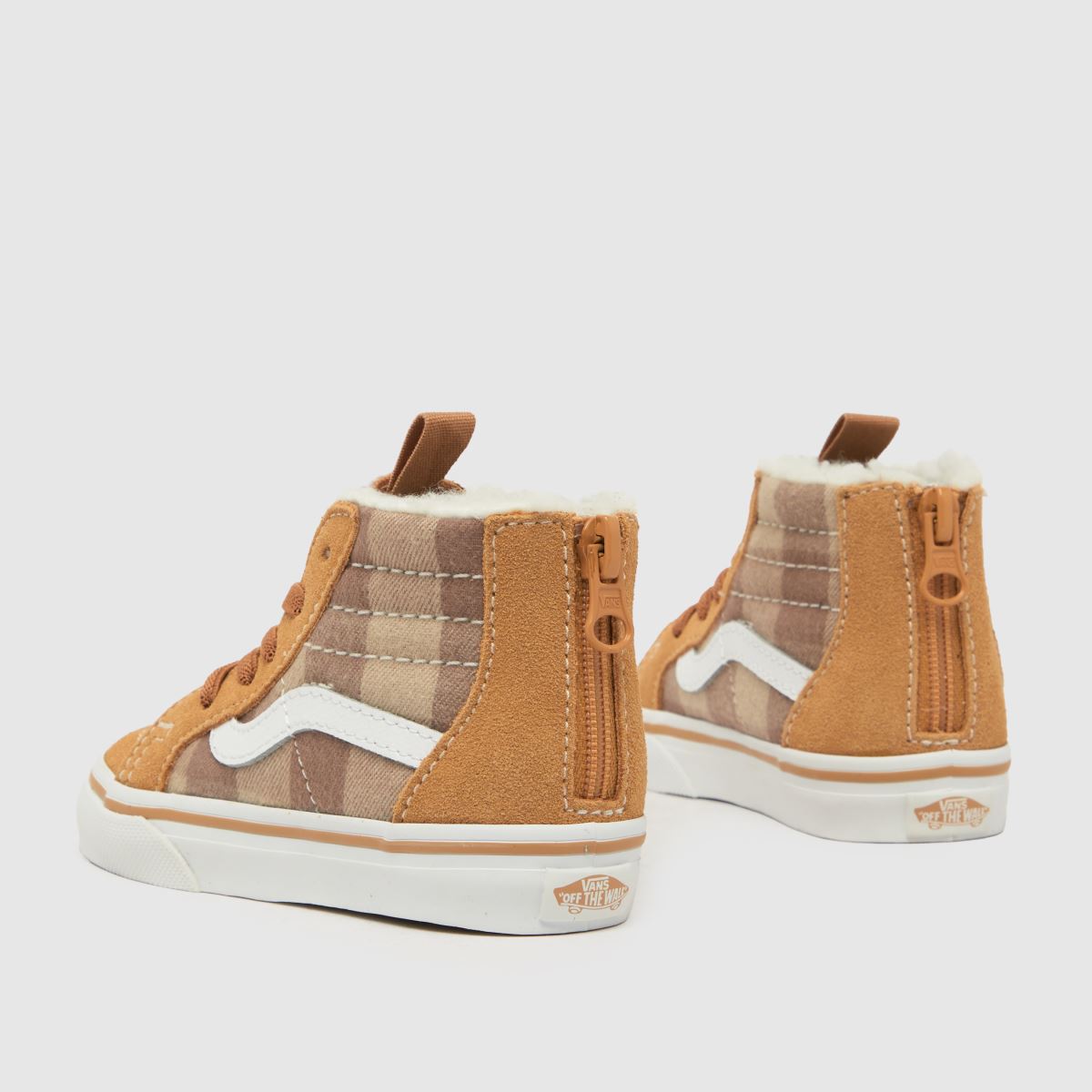 Vans beige & bruna sk8-hi dragkedja småbarnsskor