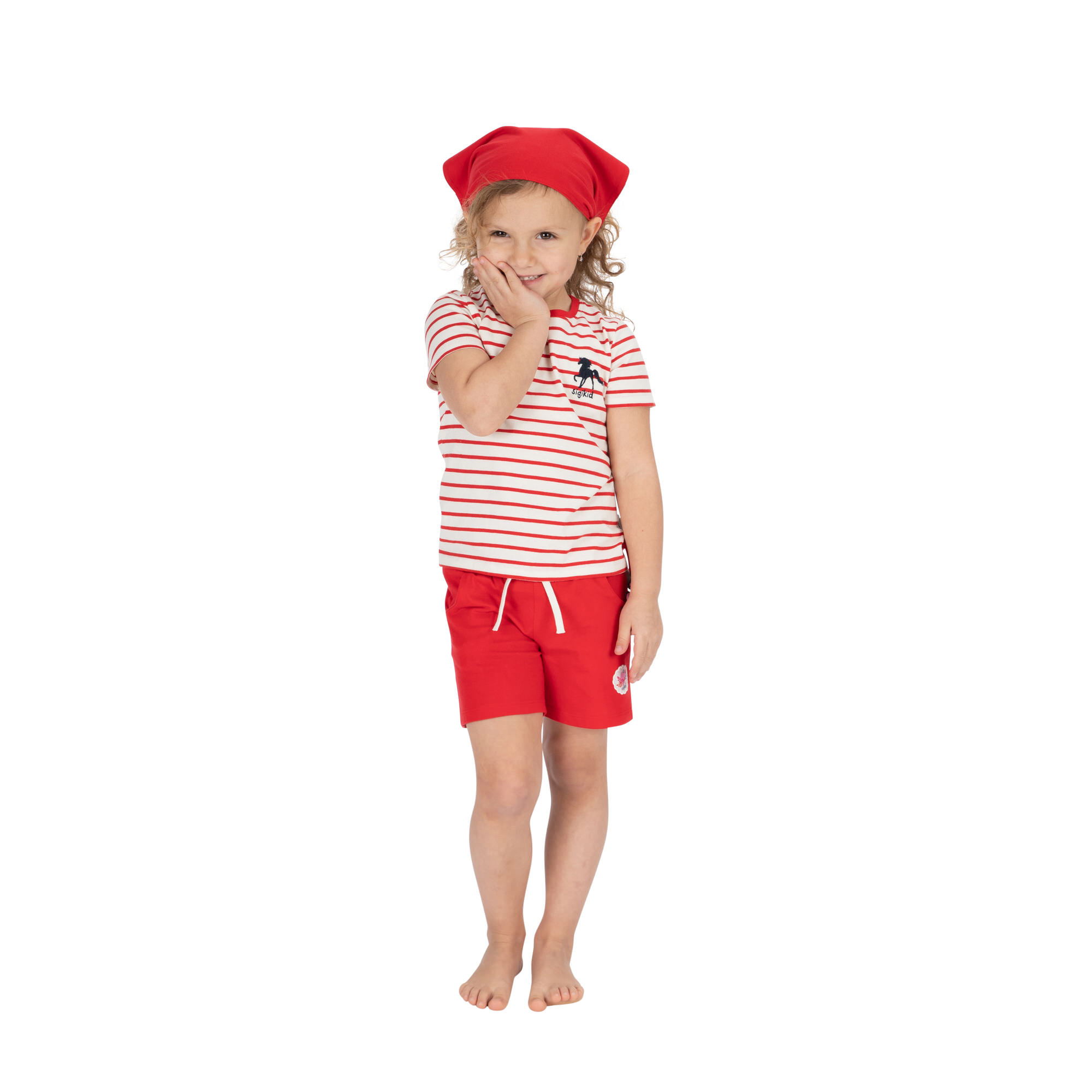 Rote Mädchen Shorts mit Herzchen Patch