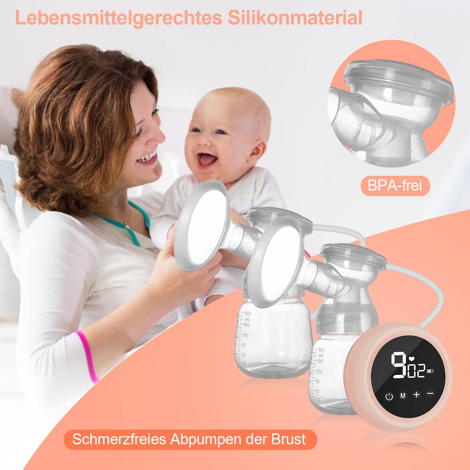 Gimisgu Doppelmilchpumpe Milchpumpe Elektrische Doppelmilchpumpe Stillpumpe Tragbare BPA-frei