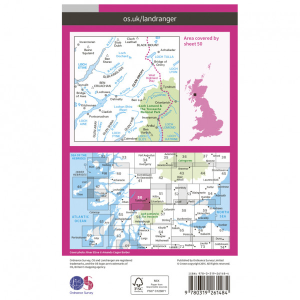 Ordnance Survey - Glen Orchy / Loch Etive L050 - Wanderkarte