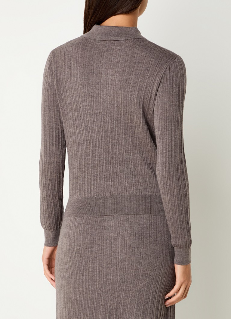 Claudie Pierlot Rib-knit wool polo shirt